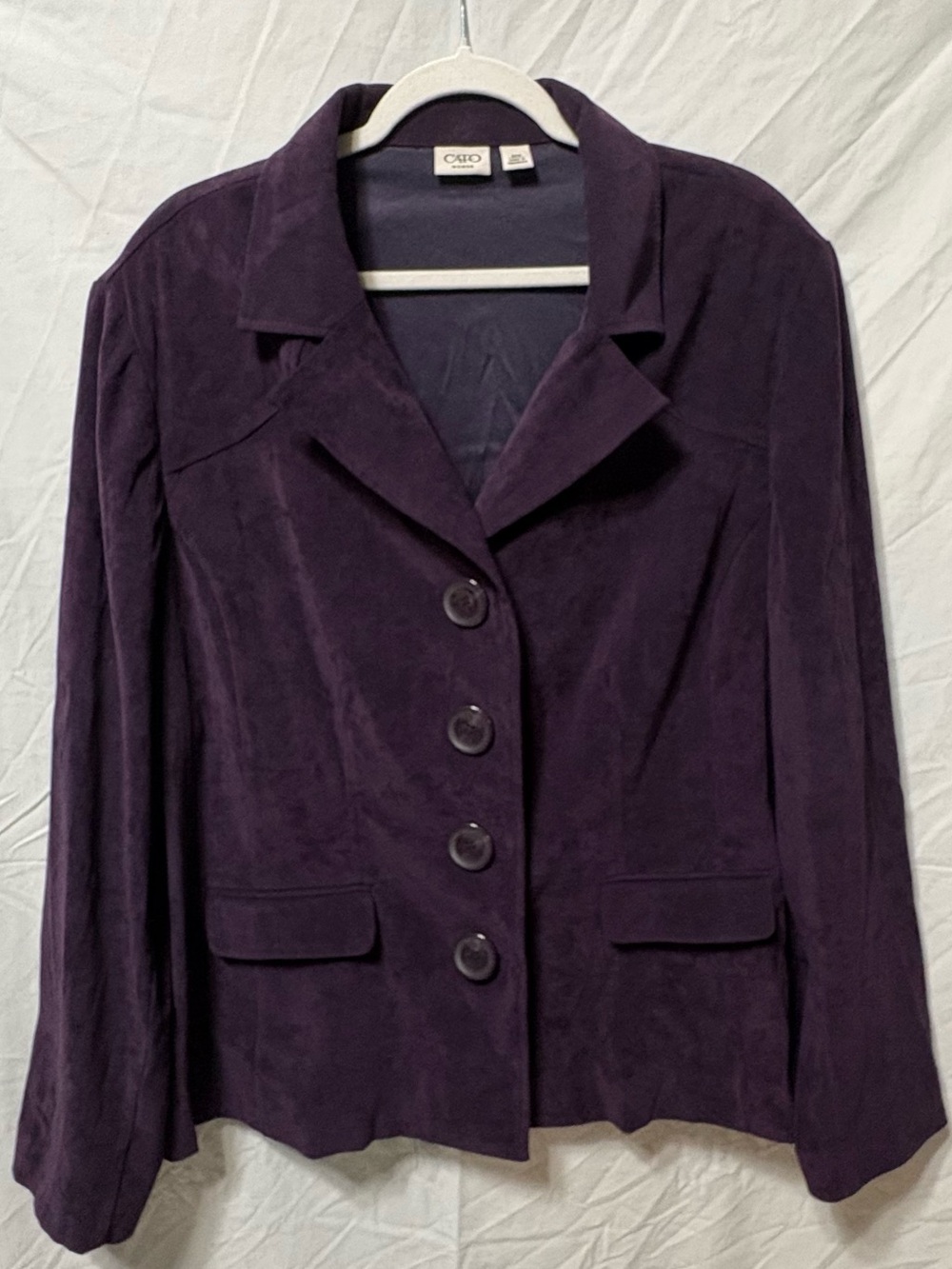 Cato Purple Button-Front Blazer with Shoulder Pads